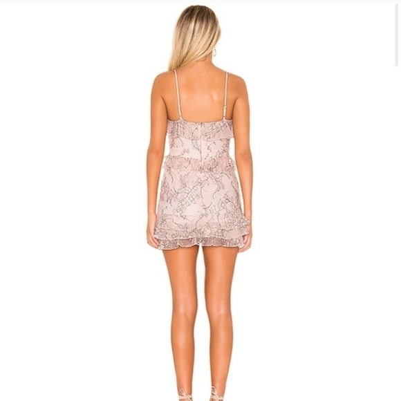 Lover's + Friends Adaline Mini Dress in Soft Blush XS Lace Barbie Ruffle - Picture 4 of 9